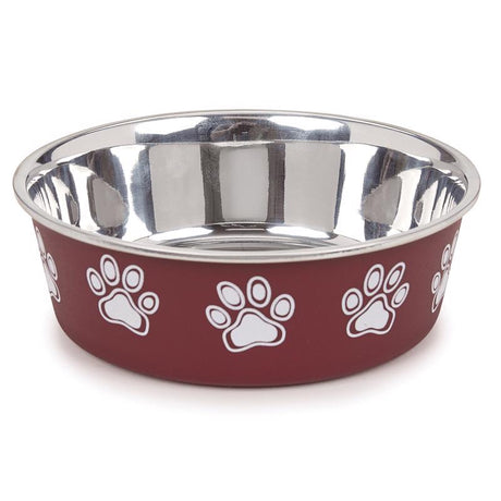 Proselect Goodie Merlot Stainless Steel 52 oz Pet Bowl For Dogs, Pack of 6