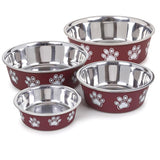 Proselect Goodie Merlot Stainless Steel 52 oz Pet Bowl For Dogs, Pack of 6