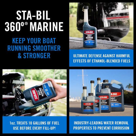 STA-BIL 360 Marine Gasoline Ethanol Treatment and Fuel Stabilizer 10 oz, Pack of 12
