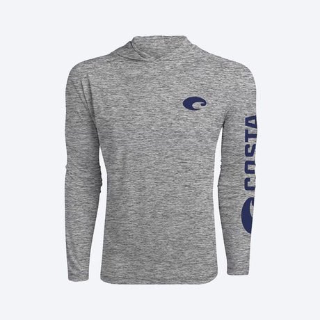 Costa XXL Long Sleeve Men's Hooded Heather Gray Technical Hood Tee Shirt