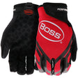 Boss Utility B52201-L Gloves, Men's, L, 8 to 8-3/8 in L, Reinforced Thumb, Hook and Loop, Slip-On Cuff, Red