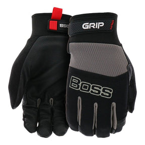 Boss Utility B52334-XL Utility Gloves, Men's, XL, 8-3/8 to 8-3/4 in L, Reinforced Thumb, Hook and Loop Cuff, Black
