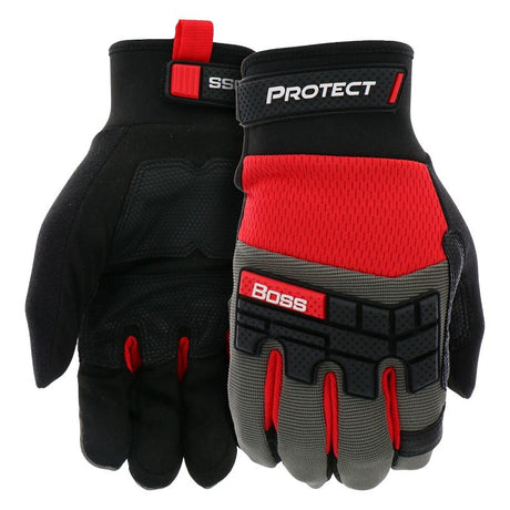 Boss Protect B52344-XL High-Dexterity Work Gloves, XL, 8-3/8 to 8-3/4 in L, Reinforced Thumb, Gray