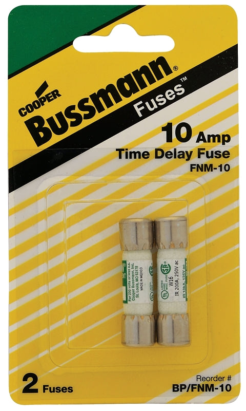 Bussmann FNM Series BP/FNM-10 Fuse, 10 A, 250 V, 10 kA Interrupt, Fiber Body, FNM, Low Voltage, Time Delay Fuse