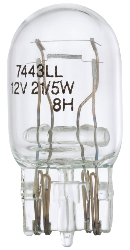 Peak 7443LL-BPP Miniature Automotive Bulb, 13.5 V, Halogen Lamp, Bayonet, Clear