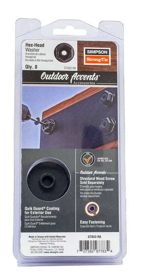 Simpson Strong-Tie Outdoor Accents STN Series STN22R8 Hex Head Washer, Steel, Black, Powder-Coated