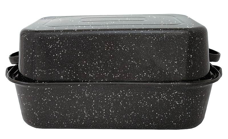 Granite Ware F0511-3 Roaster, 25 lb, Porcelain/Steel, Black, Dark Enamel, 21-1/4 in L, 14 in W, 8-1/2 in H, Pack of 3