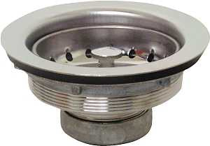 Plumb Pak PP20208 Basket Strainer with Fixed Stick Post, Stainless Steel, Chrome, For: 3-1/2 in Dia Opening Sinks