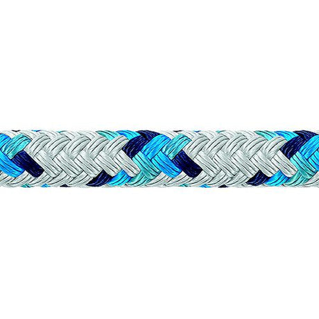 Samson 435026805030 XLS3 Yacht Braid, 13/32″ (10mm) x 500', White w/Blue Tracer