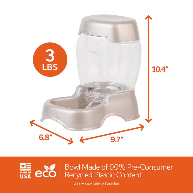 Petmate Pearl Tan Cafe PVC 3 lb Pet Gravity Feeder For All Pets