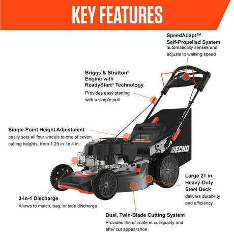 LWN MOWER SP DB GAS 190CC 21IN