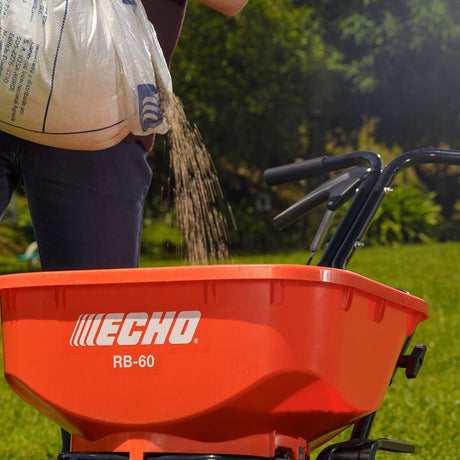 Echo RB-60 Hopper Spreader, 25,000 sq-ft Coverage Area, 60 lb Capacity, Steel Frame, Pneumatic Wheel