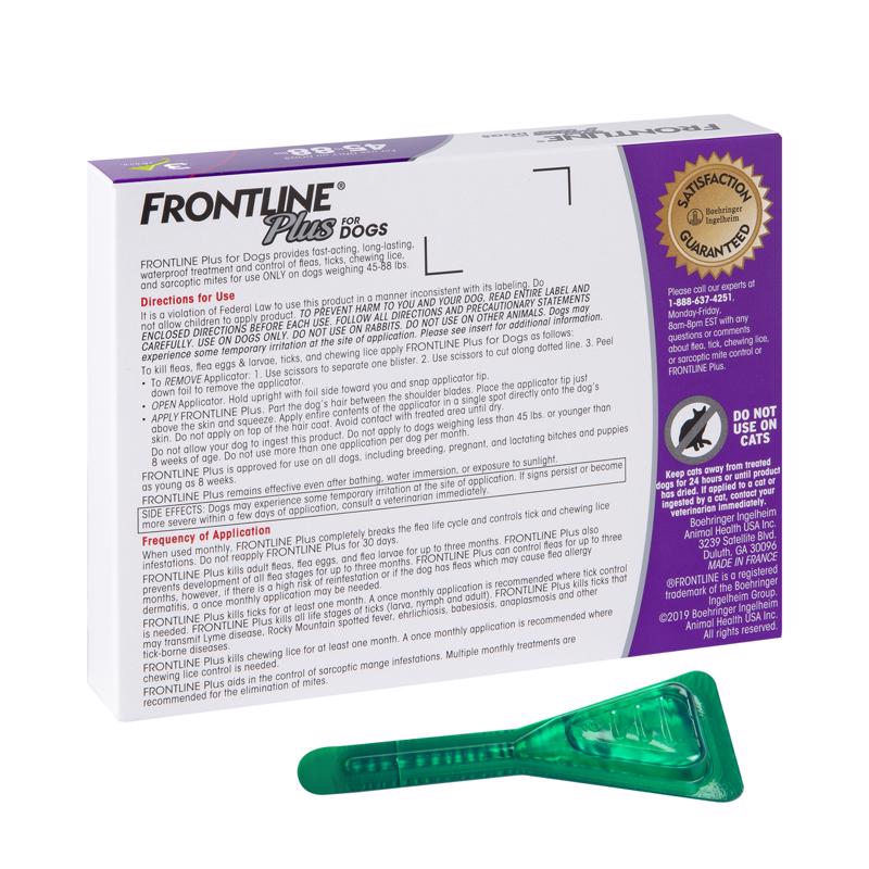 Frontline Plus Liquid Dog Flea and Tick Drops 9.8% Fibronil, 8.8% (S)-methoprene 0.09 oz