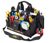 CLC TOOL WORKS 1529 Center Tray Tool Bag, 9 in W, 9 in D, 16 in H, 17-Pocket, Polyester