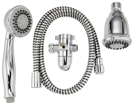 Stylewise K750CP Shower Head Kit, 1.8 gpm, 3 -Spray Function, Polished Chrome, 60 in L Hose