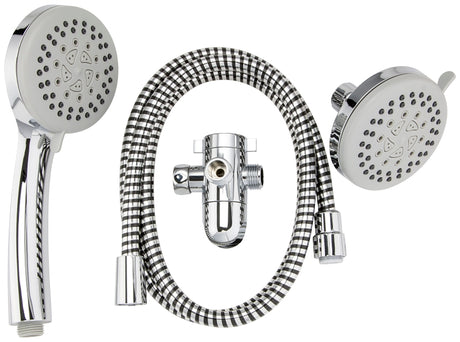 Stylewise K751CP Shower Head Kit, 1.8 gpm, 5 -Spray Function, Polished Chrome, 60 in L Hose