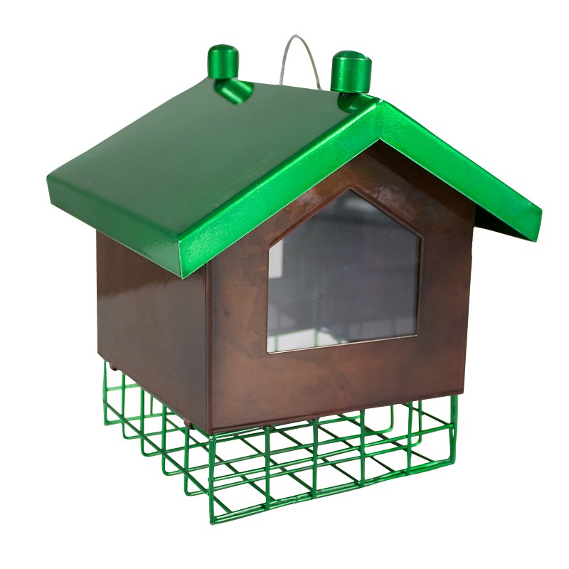 Heath 21705 Suet Cage Bird Feeder, Flipside, 5 Suet Cakes, Steel, Brown/Green, 8 in H
