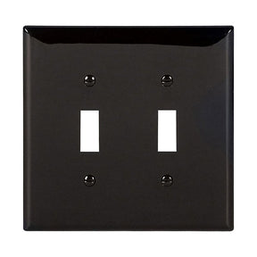 Eaton Wiring Devices PJ2BK Wallplate, 4.87 in L, 4.94 in W, 2-Gang, Polycarbonate, Black, High-Gloss, Pack of 20