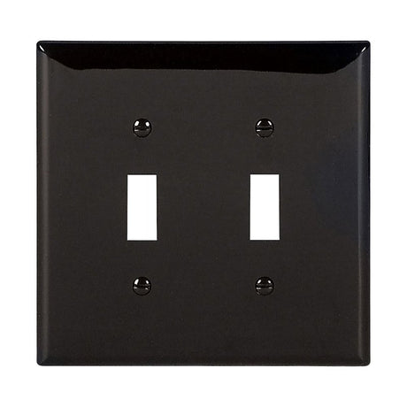 Eaton Wiring Devices PJ2BK Wallplate, 4.87 in L, 4.94 in W, 2-Gang, Polycarbonate, Black, High-Gloss, Pack of 20