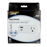 Powerzone ORSUC416 Surge Protector, 15 A, 125 V, 2-USB Port, 1-Outlet, White