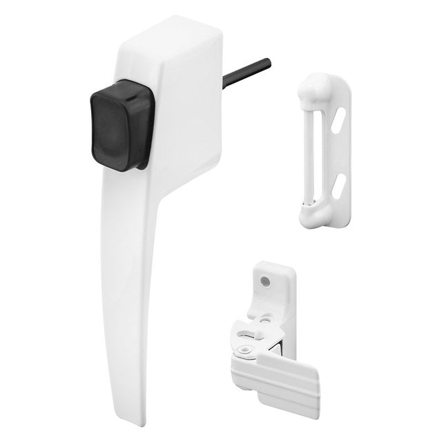 Prime-Line K 5145 Pushbutton Latch, White, 1-3/4 in Hole Spacing, Aluminum, 5/8 to 1-1/4 in Thick Door