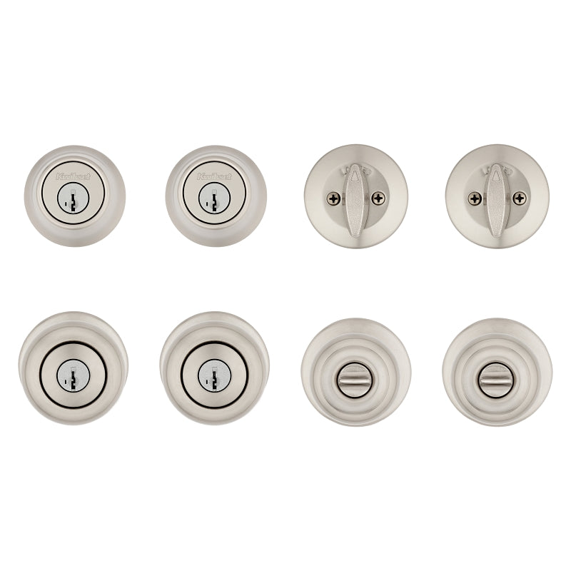 Kwikset Cove Series 92420-059 Entry Knob and Single Cylinder Deadbolt, Knob Handle, Satin Nickel, Knob Interior Handle