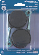 Shepherd Hardware 9418 Twin Wheel Caster, 2 in Dia Wheel, Nylon Wheel, Black, 75 lb, Plastic Housing Material