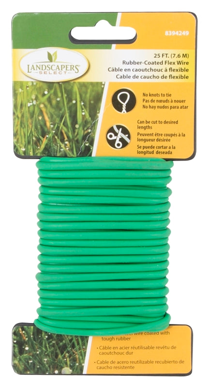 Landscapers Select 10575 Wire Rubber, 25 ft L, Rubber-Coated Flex Steel Wire, Green, Pack of 12
