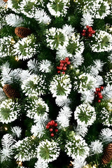 Santas Forest 39115 Frosted Colorado Spruce Tree, 7-1/2 ft H, w/Berries & Pinecones, Silver Glitter