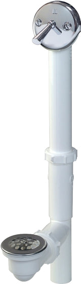 Plumb Pak PP209064 Lever Bath Drain Assembly, Plastic, White, Chrome-Plated