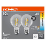 Sylvania Contractor Series 42592 LED Bulb, G25 Lamp, 60 W Equivalent, E26 Lamp Base, Dimmable, Clear