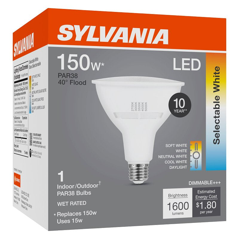 Sylvania Contractor Series 42573 LED Bulb, PAR38 Lamp, 150 W Equivalent, E26 Lamp Base, Dimmable, Pack of 4