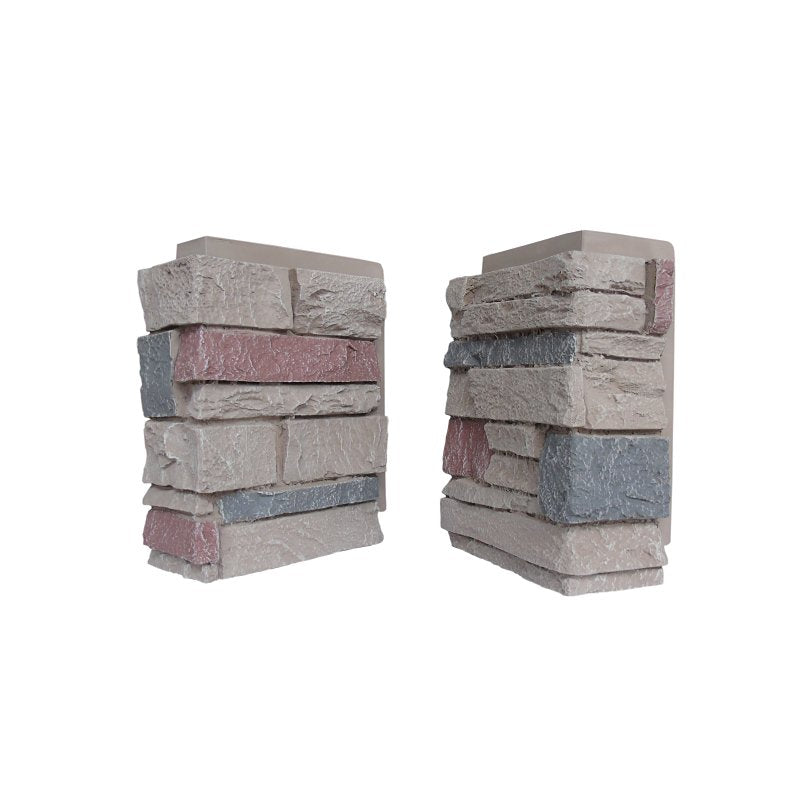 DuraKwik Stone 308TFC Siding Corner, 13 in L, 10 in W, 4 in Thick, Interlocking Edge, Ledgestone Profile, Taylor Falls