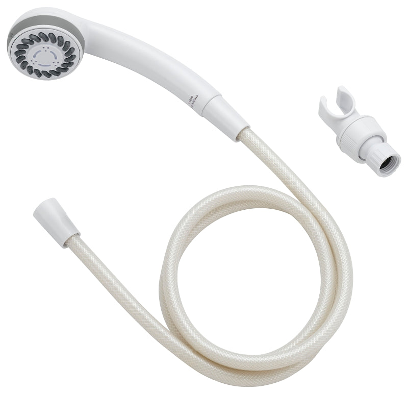 Boston Harbor DS3068WH Handheld Showerhead, 1.75 gpm, 1/2 in Connection, Threaded, PVC, 1-5/8 in Dia, 60 in L