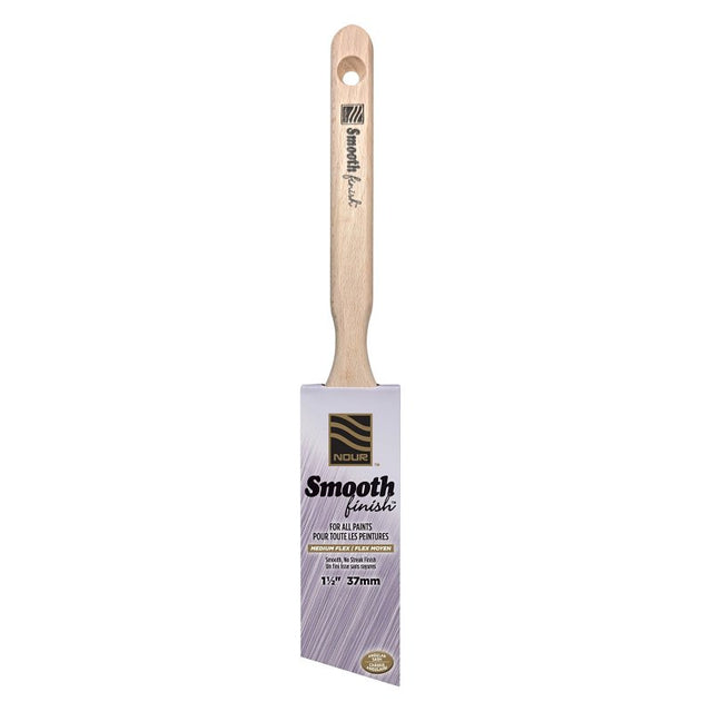 Nour 4441-37N Paint Brush, 1-1/2 in W, Angular Brush, Synthetic Bristle, Sash Handle