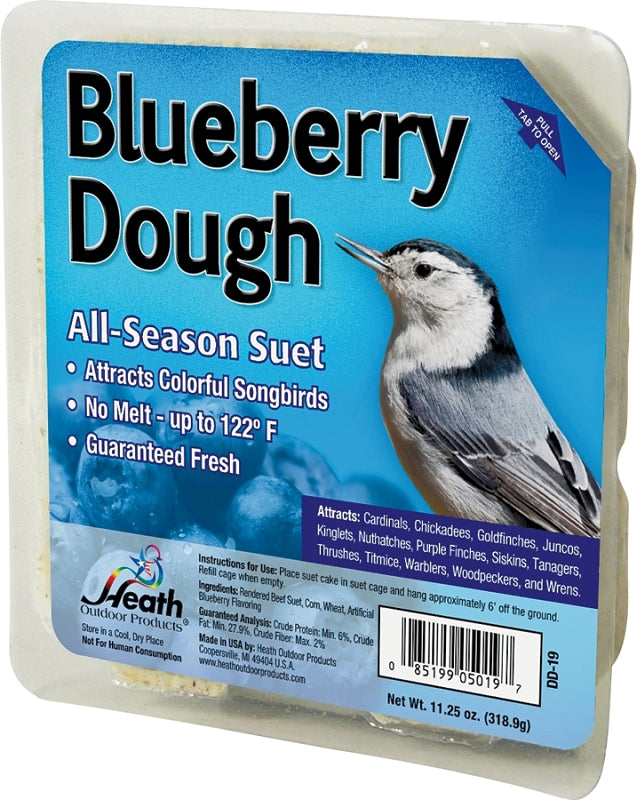 Heath DD-19 Corn Wild Bird Food, 11.25 oz, All-Season, Suet, Cake, Blueberry Dough, Pack of 12
