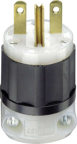 Leviton Industrial Nylon Ground/Straight Blade Plug 6-15P 18-10 AWG 2 Pole 3 Wire