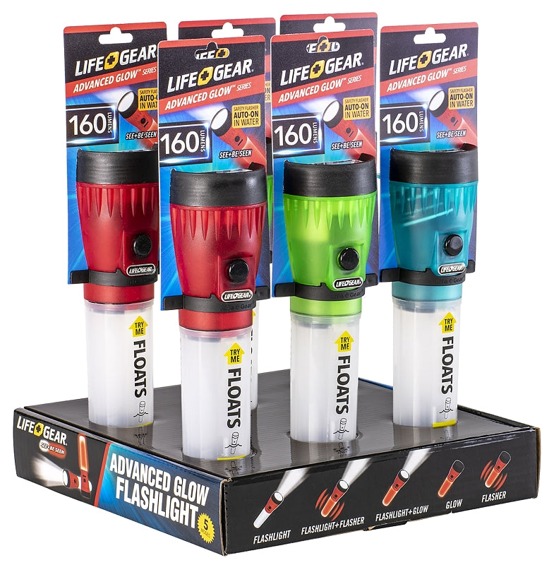 LifeGear 41-3732 Flashlight, AA Battery, LED Lamp, 80 Lumens, 25 hr Run Time, Red, Pack of 6