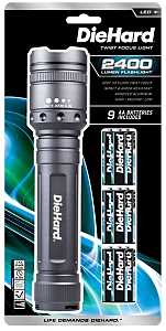 DieHard 41-6124 Twist Flashlight, AA Battery, Alkaline Battery, LED Lamp, 2400 Lumens, Flood Beam, 300 m Beam Distance