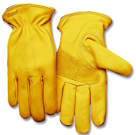 Heatkeep 198HK-XL Gloves, Men's, XL, 11 in L, Keystone Thumb, Easy-On Cuff, Cowhide Leather, Gold