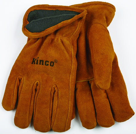 Heatkeep 50RL-L Driver Gloves, Men's, L, 5 in L, Keystone Thumb, Easy-On Cuff, Suede Cowhide Leather, Gold