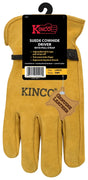 Kinco 50BT-M Gloves, Men's, M, Keystone Thumb, Ball and Tape Cuff, Suede Cowhide Leather, Gold