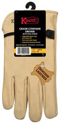 Kinco 99-XL Driver Gloves, Men's, XL, Keystone Thumb, Ball and Tape Cuff, Cowhide Leather, Tan