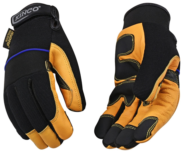KincoPro 102HK-XL Safety Gloves, Men's, XL, Wing Thumb, Hook and Loop, Polyester/Spandex, Gold