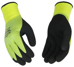 Hydroflector 1786P-XL Thermal Protective Gloves, Men's, XL, Knit Wrist Cuff, Latex Coating, Acrylic, Black/Green