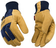 Heatkeep 1926KW-M Work Gloves, Men's, M, Angled Wing Thumb, Knit Wrist Cuff, Cotton Blend Canvas/Suede Pigskin Leather