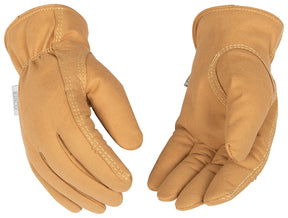 Heatkeep 254HKW L Driver Gloves, L, Keystone Thumb, Easy-On, Shirred Elastic Cuff, Synthetic Leather, Tan