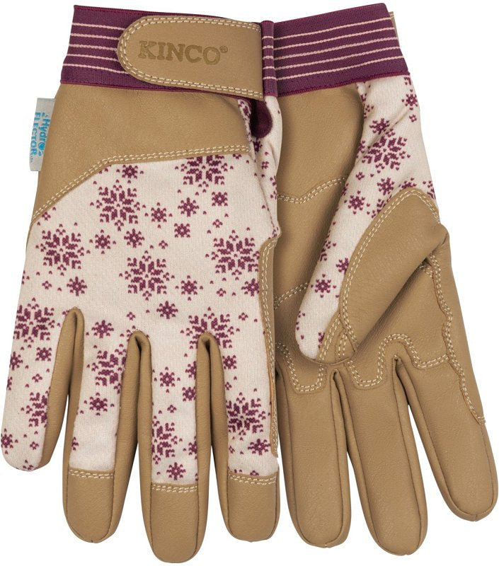 KincoPro 2002HKPW-L Gloves, Women's, L, Angled Wing Thumb, Pull Strap Cuff, Polyester/Polyurethane, Tan