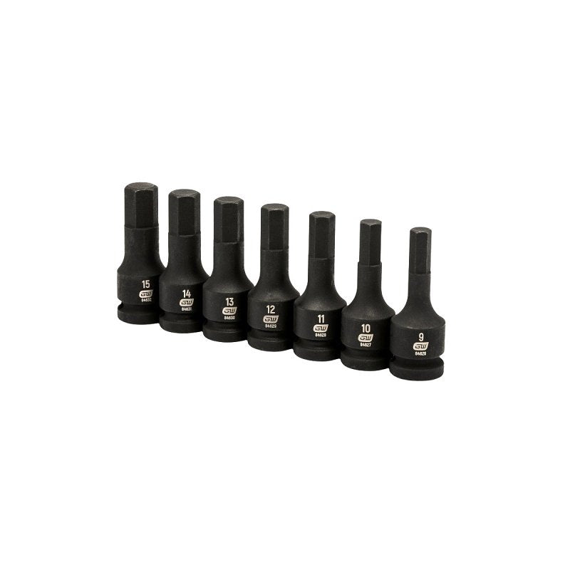 GearWrench 84940 Impact Socket Set, 7-Piece, Chrome Molybdenum Steel, Manganese Phosphate