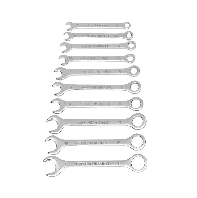 GearWrench 86561 Midget Wrench Set, 10-Piece, Alloy Steel, Full Polish Chrome